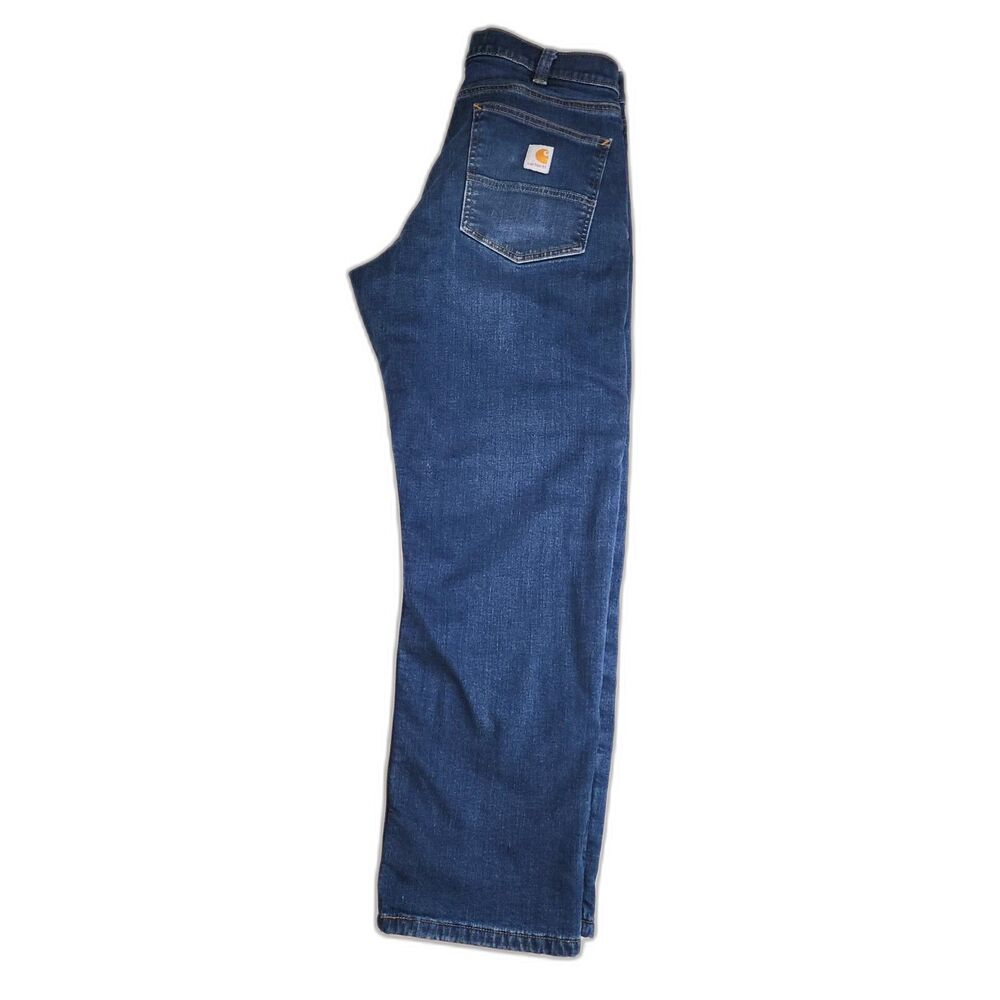 Carhartt Men's Fleece Lined Relaxed Fit Blue Denim Jeans Size 34 x 30.